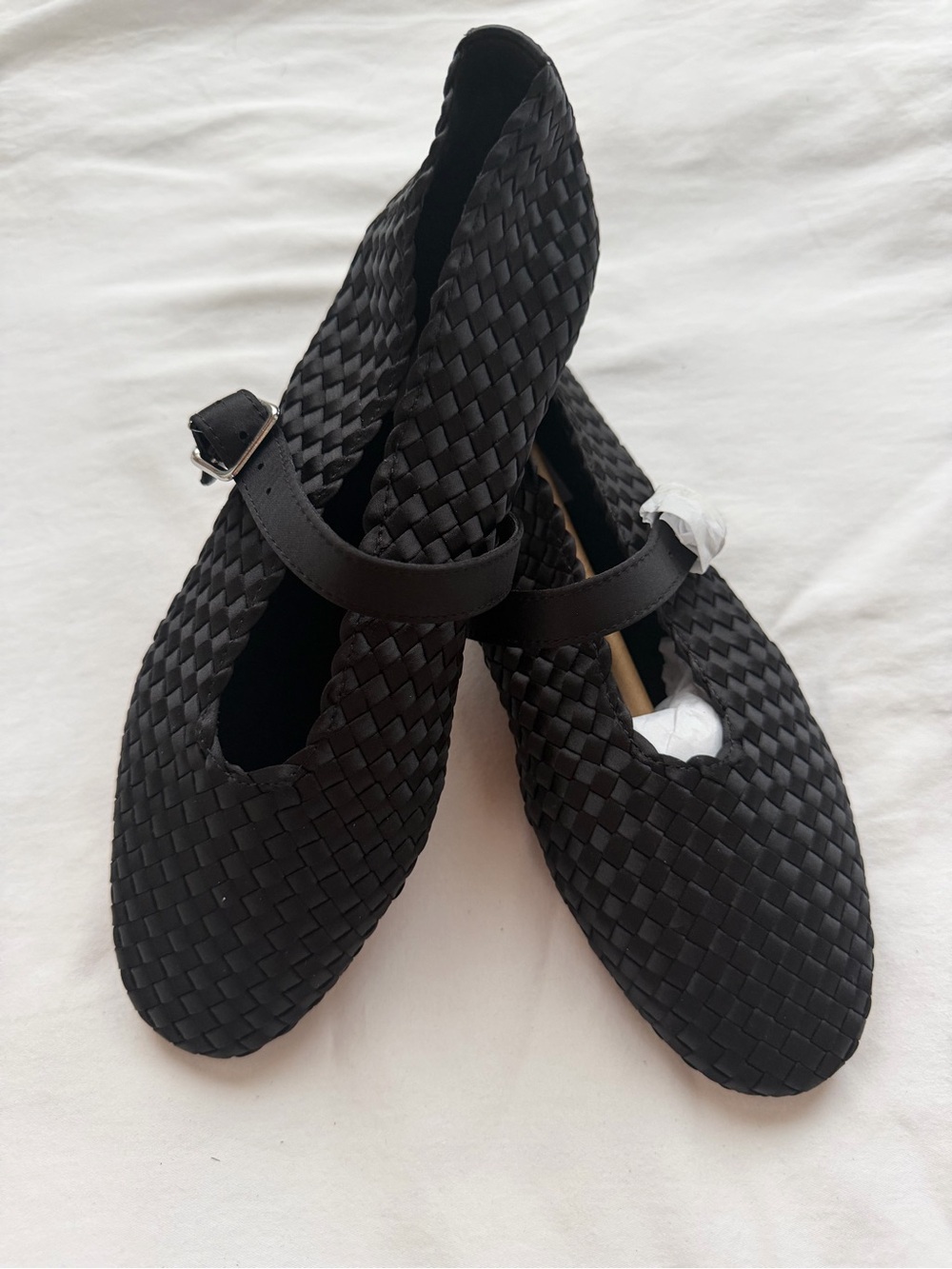 Steve Madden Dreaming Black Woven Mary Jane Ballet Flats Size 6.5